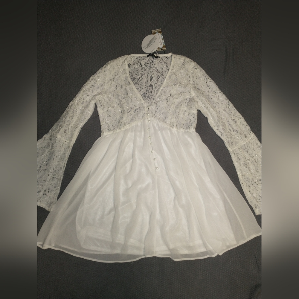 Boohoo lace smock dress